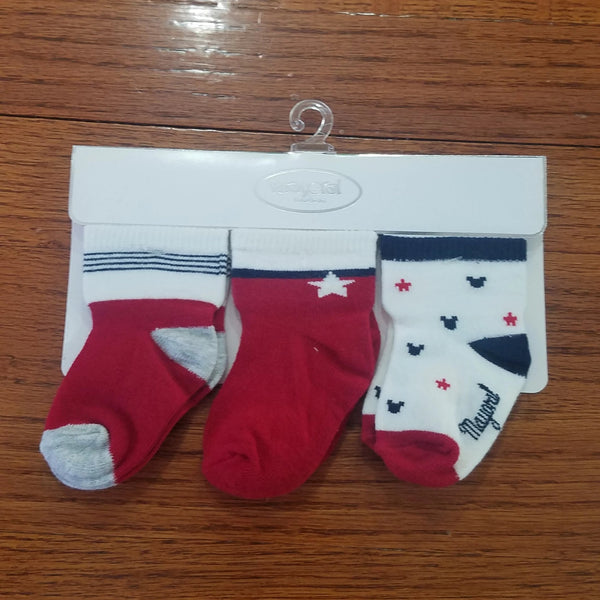 Mayoral 3pk red and navy boys socks
